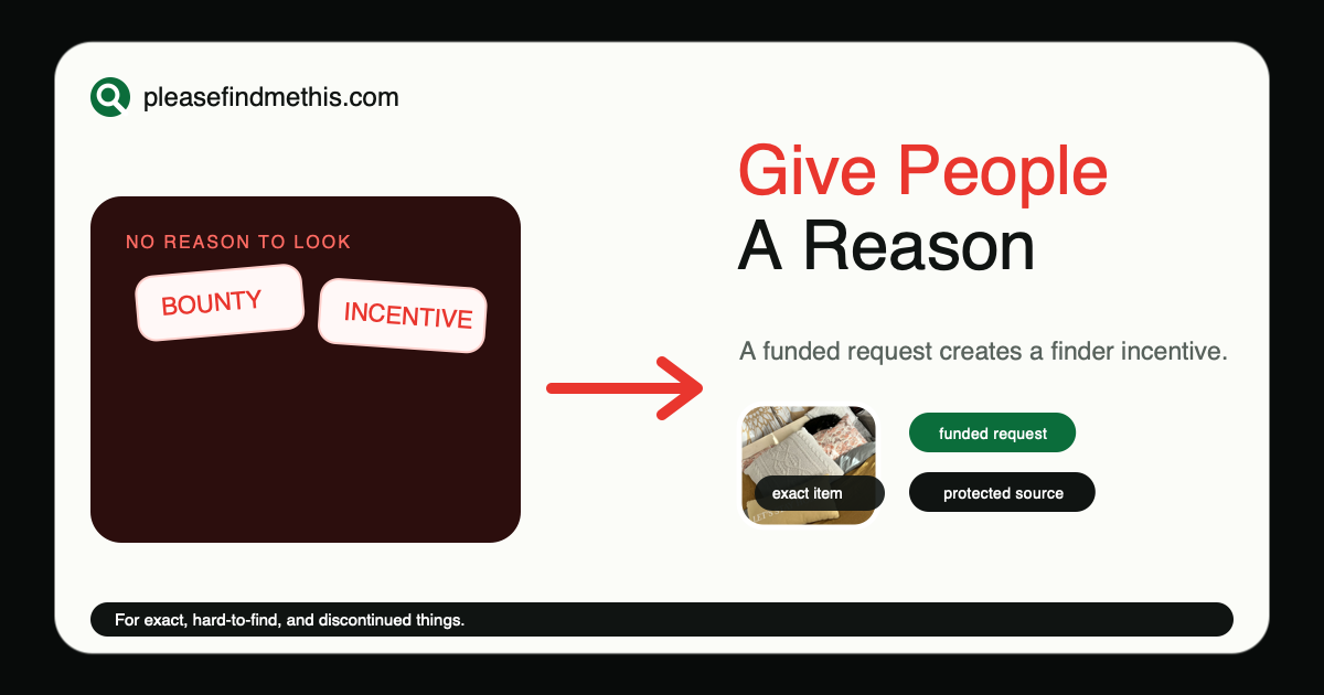 How to pay someone to find a hard-to-find item reference image