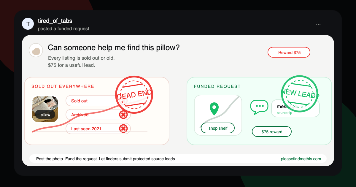 How to ask for help finding a discontinued item reference image